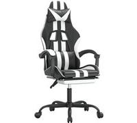 vidaXL Chaise de jeu pivotante et repose-pied Noir et blanc Similicuir Blanc G