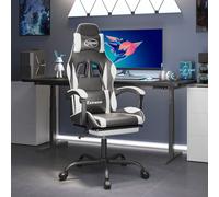 Vidaxl Chaise De Jeu Pivotante Et Repose-Pied Noir Et Blanc Similicuir Multicolore