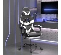 Vidaxl Chaise De Jeu Pivotante Et Repose-Pied Noir Et Blanc Similicuir Multicolore