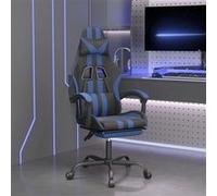 vidaXL Chaise de jeu pivotante et repose-pied Noir et bleu Similicuir Bleu G