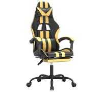 Vidaxl Chaise De Jeu Pivotante Et Repose-Pied Noir Et Doré Similicuir Multicolore