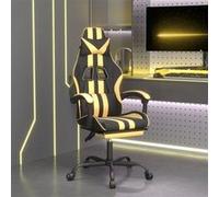 vidaXL Chaise de jeu pivotante et repose-pied Noir et doré Similicuir Noir G