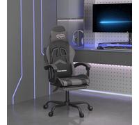 vidaXL Chaise de jeu pivotante et repose-pied Noir et gris Similicuir