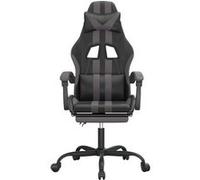 vidaXL Chaise de jeu pivotante et repose-pied Noir et gris Similicuir Gris G