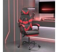 vidaXL Chaise de jeu pivotante et repose-pied Noir et rouge Similicuir Rouge G