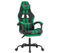 vidaXL Chaise de jeu pivotante et repose-pied Noir et vert Similicuir Vert G