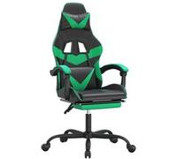 vidaXL Chaise de jeu pivotante et repose-pied Noir et vert Similicuir Vert G