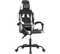 vidaXL Chaise de jeu pivotante Noir et blanc Similicuir Blanc G