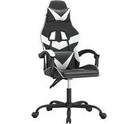 vidaXL Chaise de jeu pivotante Noir et blanc Similicuir Blanc G