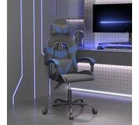 vidaXL Chaise de jeu pivotante Noir et bleu Similicuir Bleu G