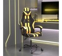 vidaXL Chaise de jeu pivotante Noir et doré Similicuir Noir G
