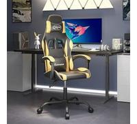 vidaXL Chaise de jeu pivotante Noir et doré Similicuir noir G