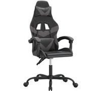 vidaXL Chaise de jeu pivotante Noir et gris Similicuir Gris G