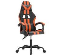 vidaXL Chaise de jeu pivotante Noir et orange Similicuir Noir G