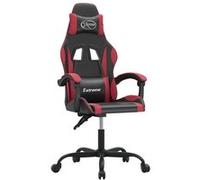 vidaXL Chaise de jeu pivotante Noir et rouge bordeaux Similicuir Rouge G
