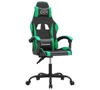 vidaXL Chaise de jeu pivotante Noir et vert Similicuir