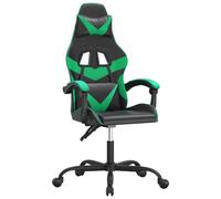 vidaXL Chaise de jeu pivotante Noir et vert Similicuir