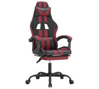 vidaXL Chaise de jeu pivotante repose-pied Noir bordeaux Similicuir