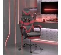 vidaXL Chaise de jeu pivotante repose-pied Noir bordeaux Similicuir Noir G