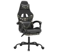 vidaXL Chaise de jeu pivotante repose-pied Noir camouflage Similicuir