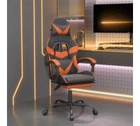 vidaXL Chaise de jeu pivotante repose-pied Noir et orange Similicuir Noir G