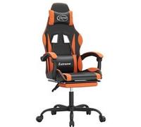 vidaXL Chaise de jeu pivotante repose-pied Noir et orange Similicuir Noir G