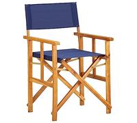 vidaXL Chaise de Metteur en Scène Chaise de Camping Chaise de Jardin Chaise d'Extérieur Plage Terrain de Sport Bleu Bois Massif d'Acacia