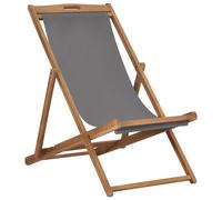 Vidaxl Chaise De Plage Pliable Bois De Teck Solide Gris Gris
