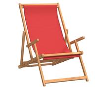 Vidaxl Chaise De Plage Pliable Bois De Teck Solide Rouge