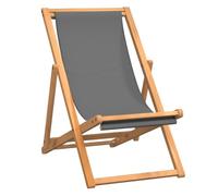 vidaXL Chaise de Plage Pliable Chaise Pliable de Camping Chaise Pliable de Jardin Chaise Pliable d'Extérieur Gris Bois de Teck Solide