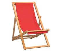 Chaise De Plage Pliable Bois De Teck Solide Rouge Rouge