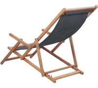 vidaXL Chaise de plage pliante Tissu et cadre en bois Gris
