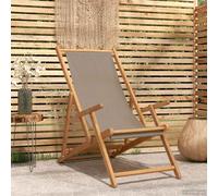 Vidaxl Chaise De Plage Taupe Bois De Teck Massif
