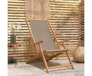 Vidaxl Chaise De Plage Taupe Bois De Teck Massif