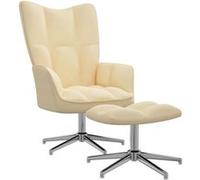 vidaXL Chaise de relaxation avec repose-pied Blanc crème Velours Crème G
