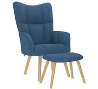 vidaXL Chaise de relaxation avec repose-pied Bleu Tissu