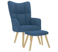 vidaXL Chaise de relaxation avec repose-pied Bleu Tissu, chaise, fauteuil relax, fauteuil relax en tissu, chaise de salon, 4016786