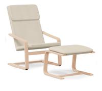 vidaXL Chaise de relaxation avec repose-pied Crème Tissu