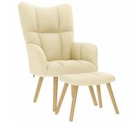 vidaXL Chaise de relaxation avec repose-pied Crème Tissu, chaise, fauteuil relax, fauteuil relax en tissu, chaise de salon, 4016785