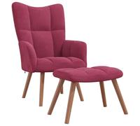 Vidaxl Chaise De Relaxation Avec Repose-Pied Rouge Bordeaux Velours Rouge