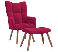 vidaXL Chaise de relaxation Fauteuil de détente avec repose-pied Velours Rouge bordeaux