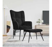 vidaXL Fauteuil Relax avec tabouret en velours noir