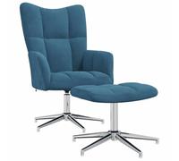 vidaXL Chaise de Relaxation avec Repose-Pied Fauteuil de Détente Siège de Relaxation Chaise de Détente Salon Salle de Séjour Bleu Velours