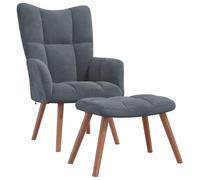 Vidaxl Chaise De Relaxation Avec Repose-Pied Gris Foncé Velours Gris