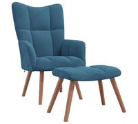 vidaXL Chaise de Relaxation avec Repose-Pied Fauteuil de Détente Siège de Relaxation Chaise de Détente Salon Salle de Séjour Bleu Velours