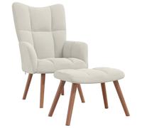 vidaXL Chaise de Relaxation avec Repose-Pied Fauteuil de Détente Siège de Relaxation Chaise de Détente Salon Salle de Séjour Blanc Crème Velours