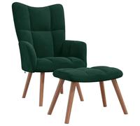 vidaXL Chaise de Relaxation avec Repose-Pied Fauteuil de Détente Siège de Relaxation Chaise de Détente Salon Salle de Séjour Vert Foncé Velours