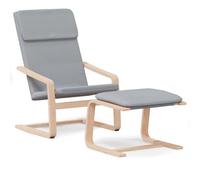 vidaXL Chaise de relaxation avec repose-pied Gris clair Tissu