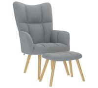 vidaXL Chaise de Relaxation avec Repose-Pied Gris Clair Tissu, Fauteuil Relax en Tissu pour Salon