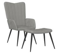 vidaXL Chaise de relaxation avec repose-pied velours gris clair